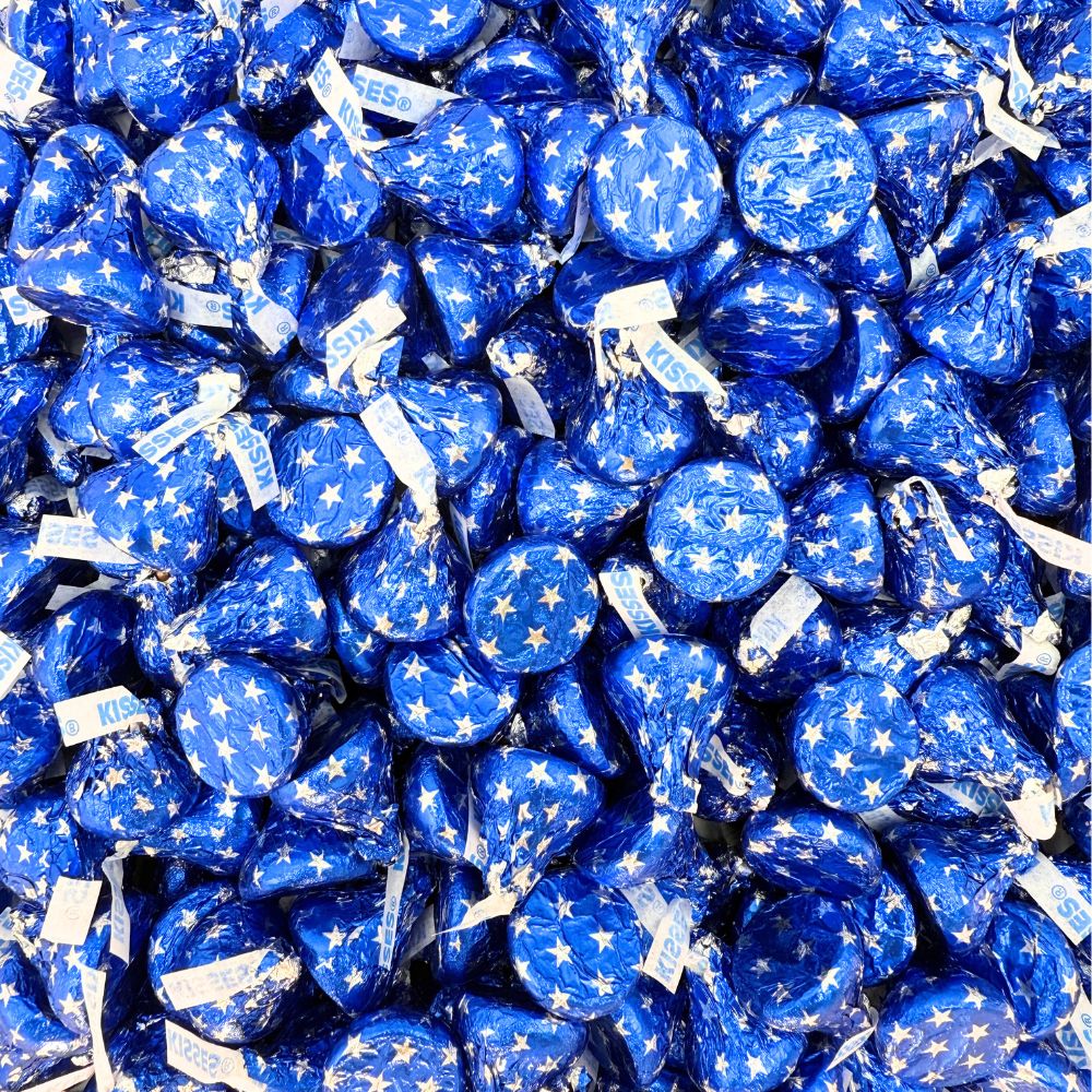 Hershey's Kisses Milk Chocolate – Blue Foils with Stars, Bulk Value Bag