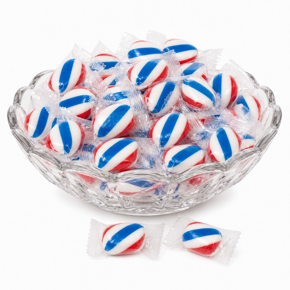 Atkinson's Red, White & Blue Mint Twist Candy – Individually Wrapped – Bulk Value Bag