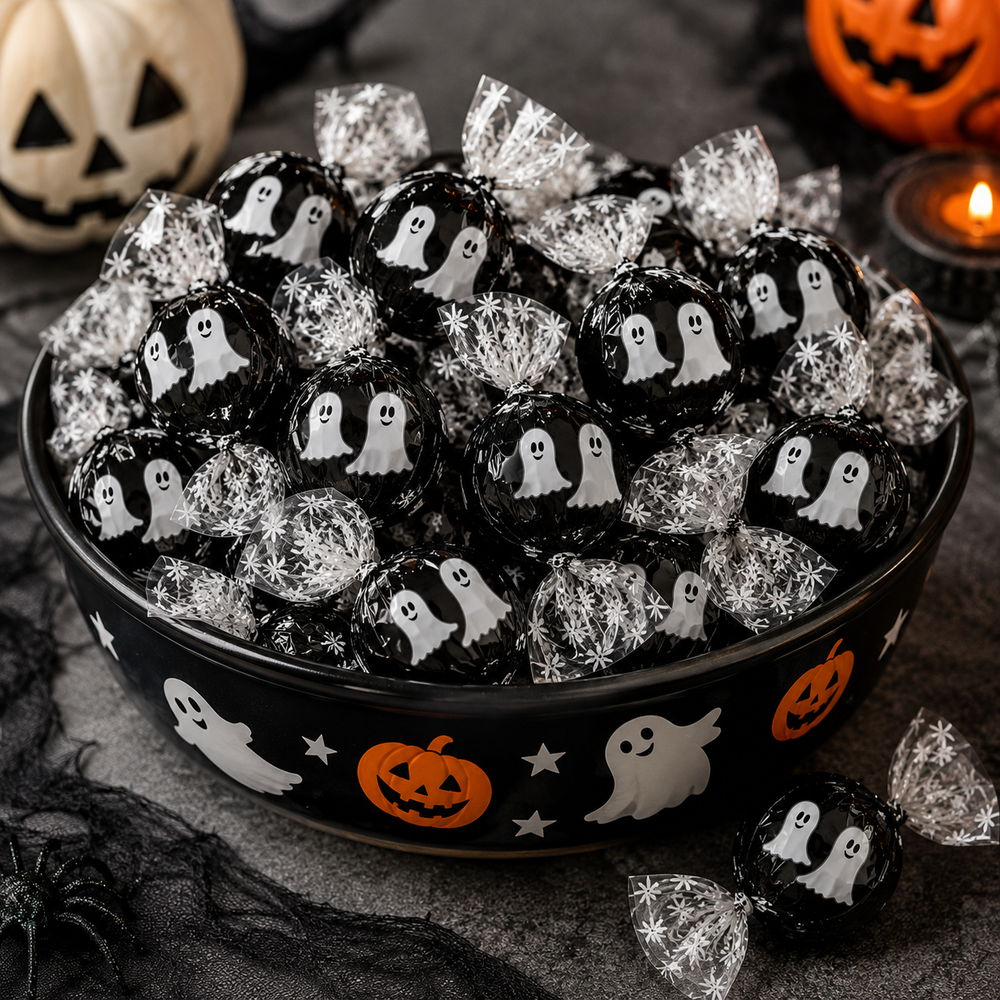 Lindt LINDOR Halloween Ghost Wrapper Milk & White Chocolate Truffles – Bulk Value Bag