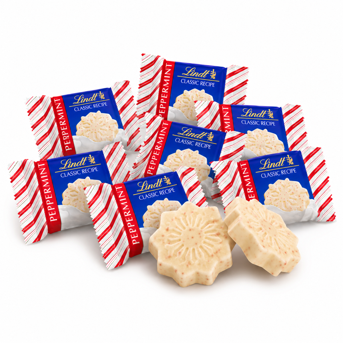 Lindt Classic Recipe White Chocolate Peppermint – Snowflakes – Bulk Value Bag