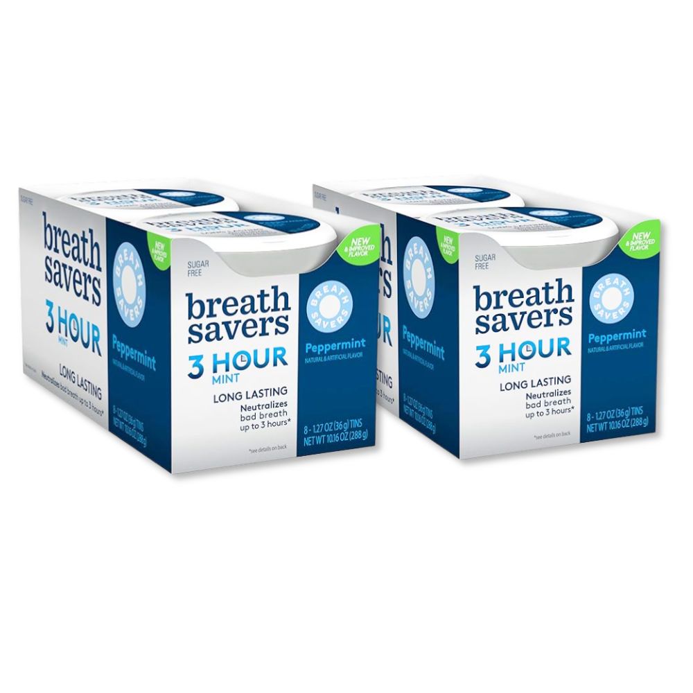 Breath Savers 3 Hour Mint Sugar Free Peppermint, 1.27 oz Tins